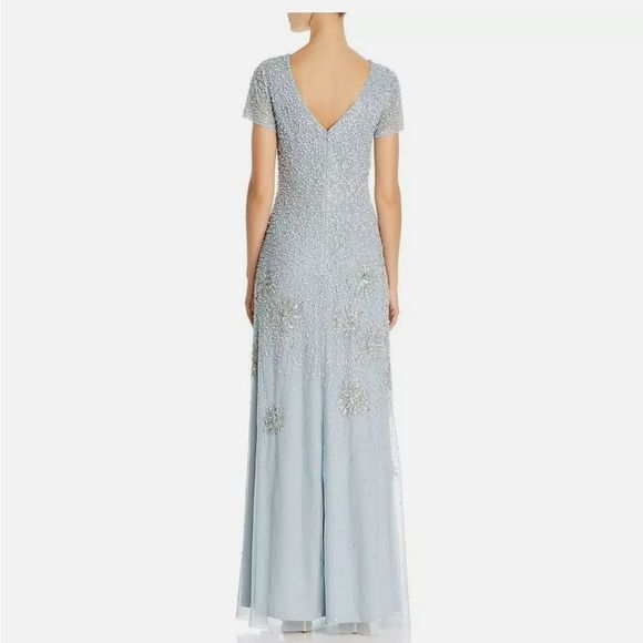 Adrianna Papell Womens Embellished Short Sleeves E - Picture 2 of 6